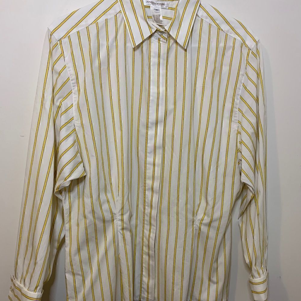 Jones New York Size 10 Striped Button Down Shirt
